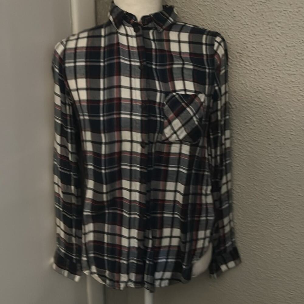 Topshop Blue Plaid Button Down Long Sleeve 2 Preppy Outdoors Cover Up Classic
